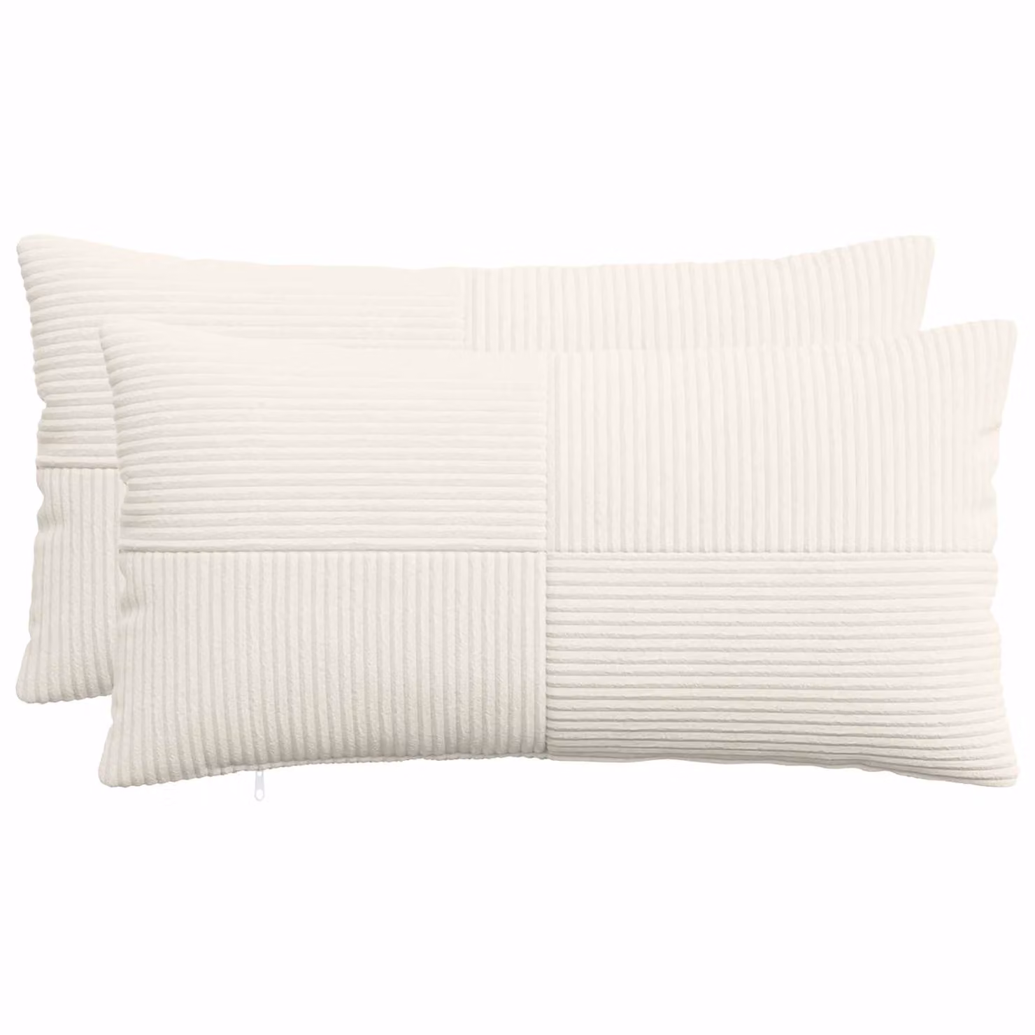 Set di 2 federe vidaXL ALMELO in velluto a coste color crema, L 40 cm x P 80 cm