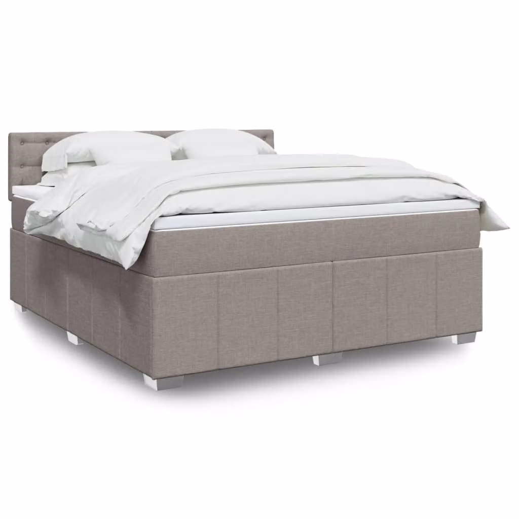 vidaXL Letto Ibrido con Materasso in Tessuto Beige e Bianco, L/P: 180 x 200 cm