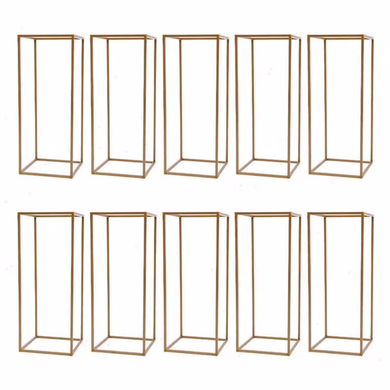 Set di 10 supporti per fiori - Supporti per decorazioni nuziali - Supporti triangolari per bouquet - Metallo/plastica - 24x24x60 cm - Portata di 10 kg per supporto - Oro