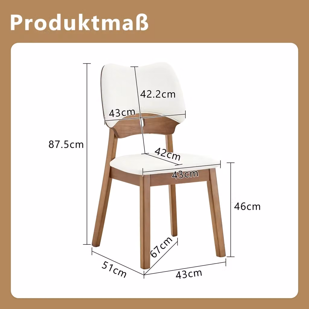 Set di 2 sedie da pranzo moderne WISHDOR in legno e metallo con seduta imbottita in tessuto bianco e finitura opaca – 2