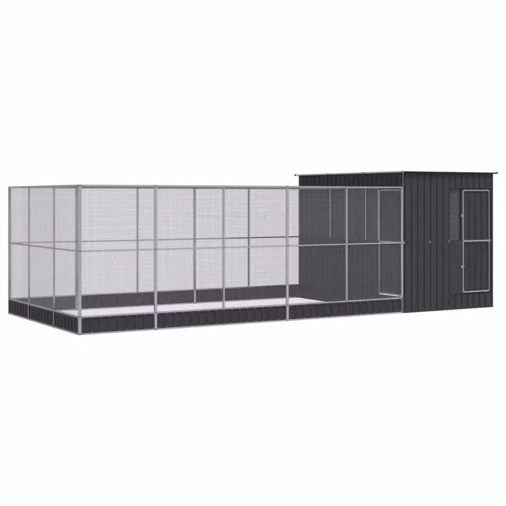 Voliera con estensione vidaXL in acciaio color argento, L: 704 cm, P: 303 cm, H: 216 cm – 2