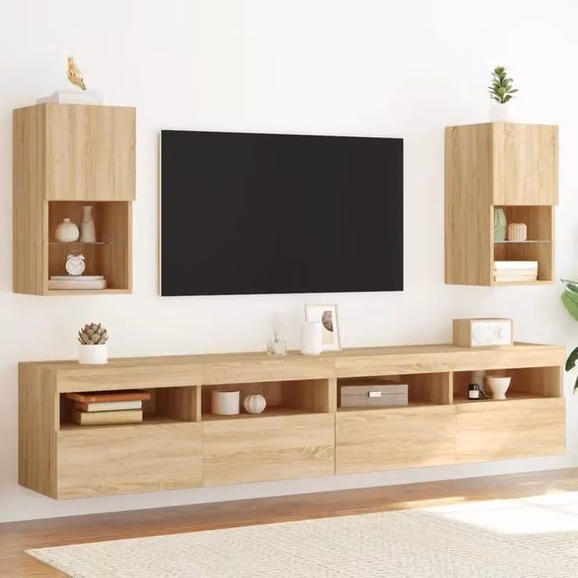 Mobili TV con Luci LED 2pz-Set di 2 Credenza per TV Rovere Sonoma 30,5x30x60 cm