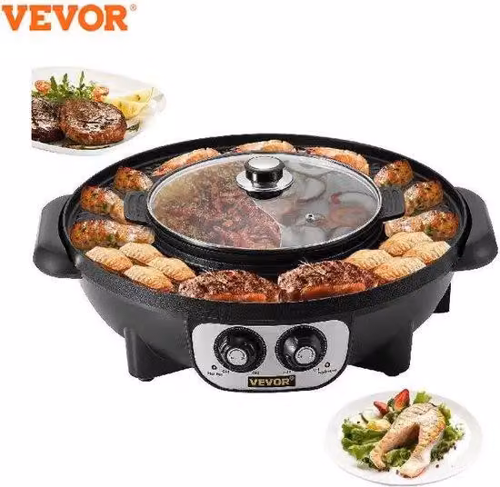 Griglia elettrica coreana con funzione hotpot - 1200 W - Doppio controllo della temperatura
