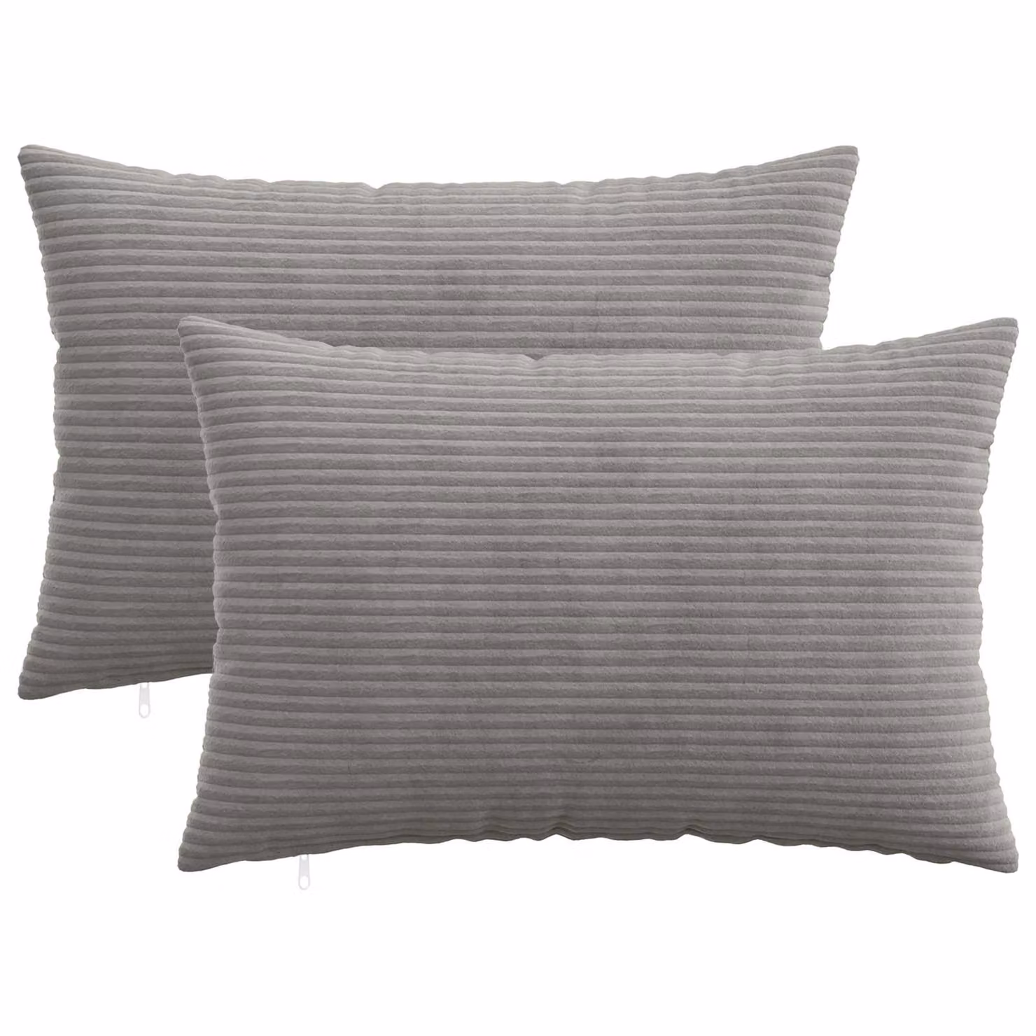 Set di 2 federe vidaXL HEERLEN in velluto a coste grigio chiaro, L 50 cm x P 70 cm