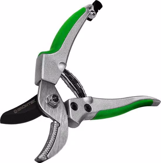 Forbici da potatura con lama da 195 mm, lama in acciaio SK5, antiaderente, impugnature ergonomiche.