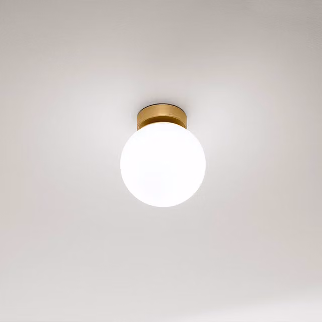 Perenz Maga Applique Plafoniera Moderna in Metallo e Vetro Bianco e Oro/Ottone con Lampadina E14