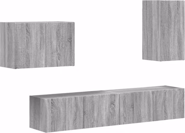 Set di Mobiletto da TV a Parete 4 pz | Armadietto TV | Mobile Porta TV Grigio Sonoma