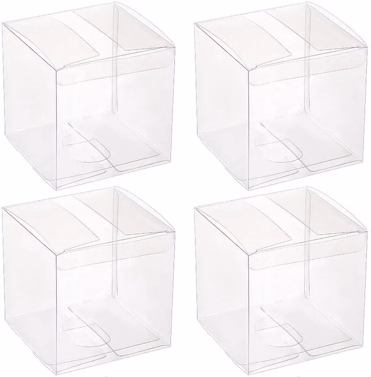 10 scatole regalo trasparenti - 10 x 10 x 10 cm - scatole quadrate in PET con pellicola protettiva