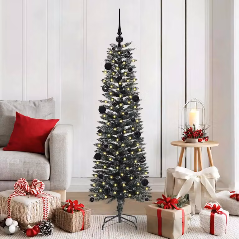 Albero di Natale artificiale moderno vidaXL verde con 150 LED luce bianca calda, Altezza: 150 cm