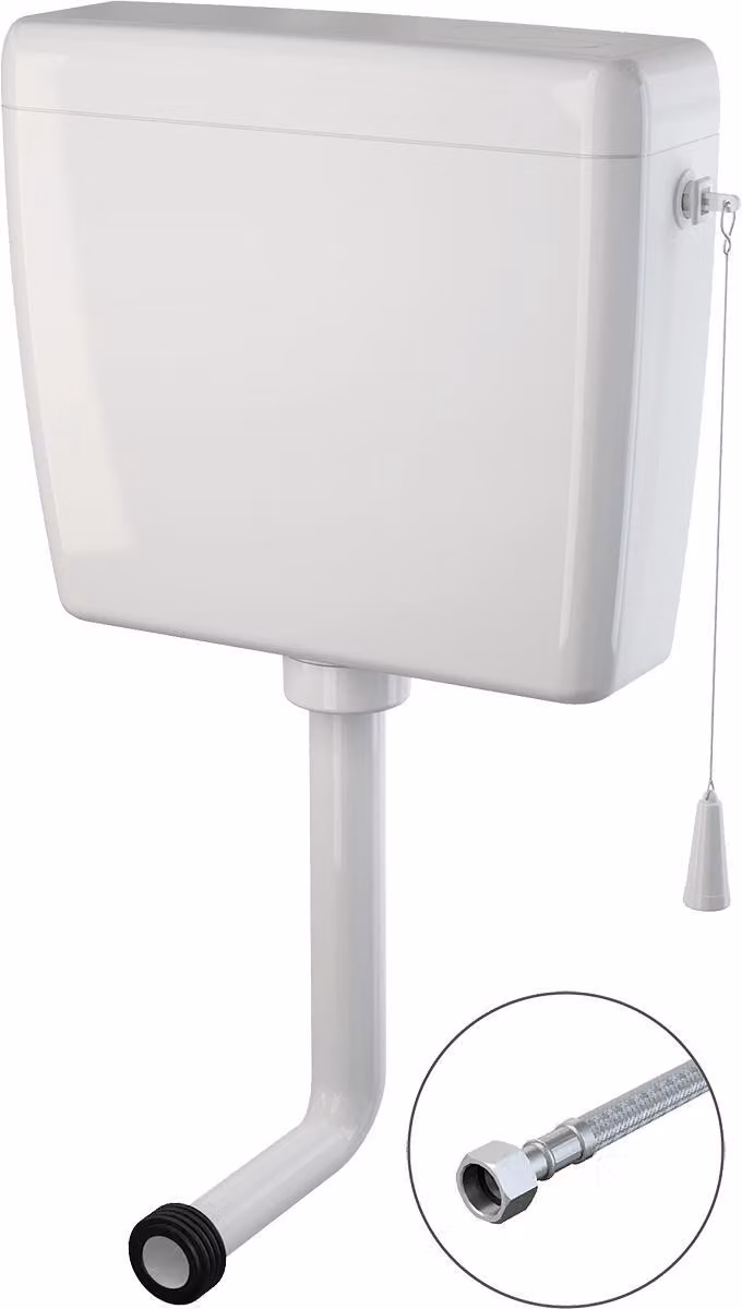 Cassetta di scarico per WC Alcadrain A940-H-3/8"-F, modello universale, bianca, con tubo di collegamento
