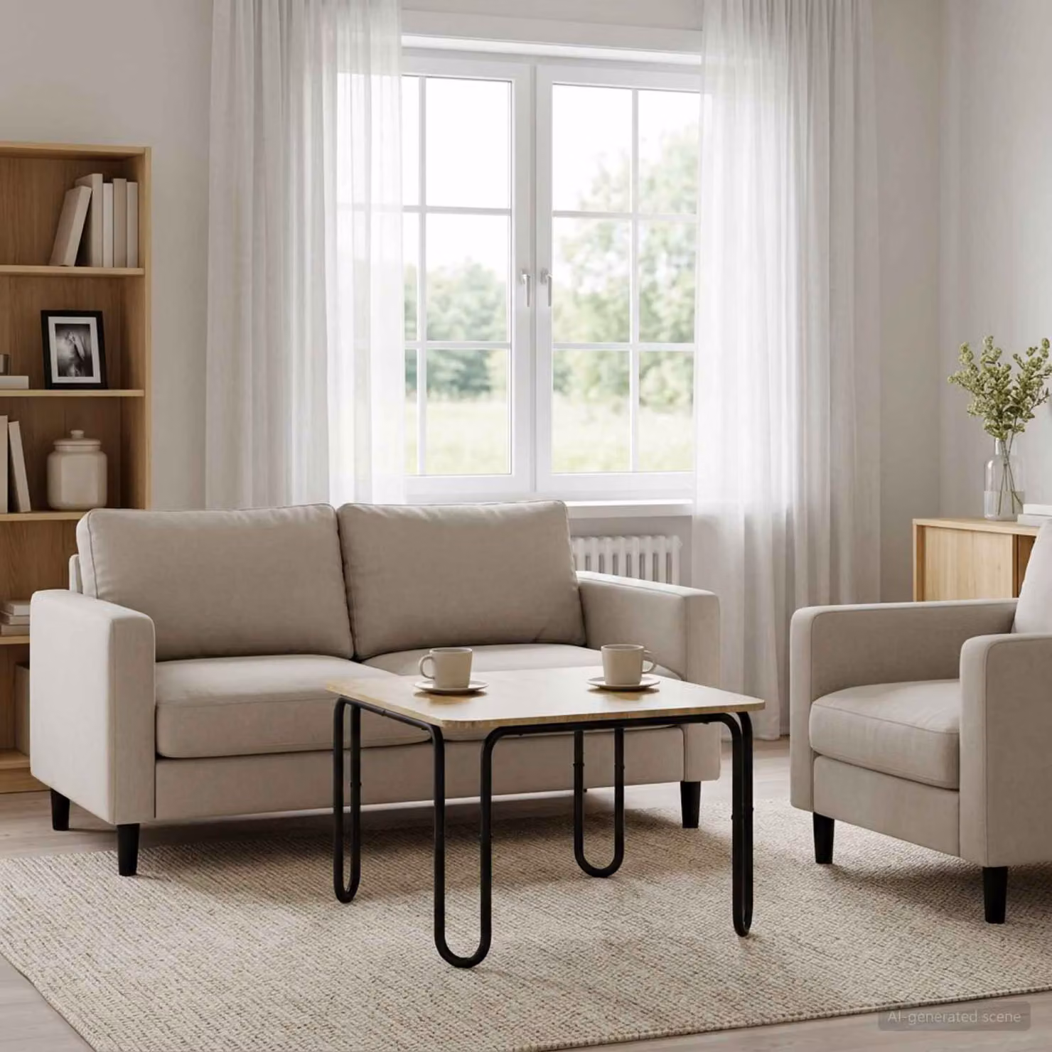 vidaXL Tavolino da salotto moderno in rovere color beige L: 100 cm, P: 100 cm, H: 45 cm