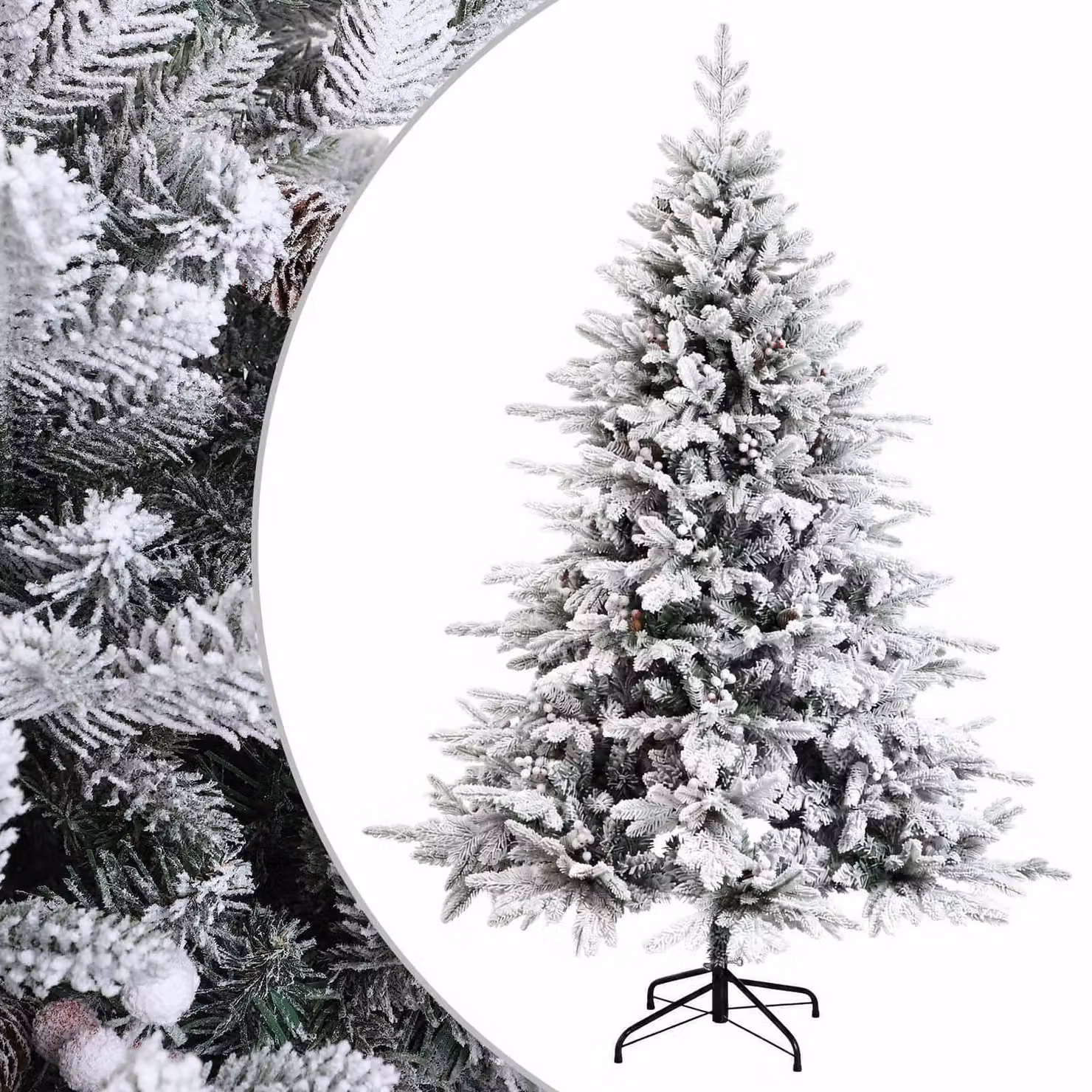 Albero di Natale artificiale pieghevole, altezza 120 cm, realizzato in PVC e metallo