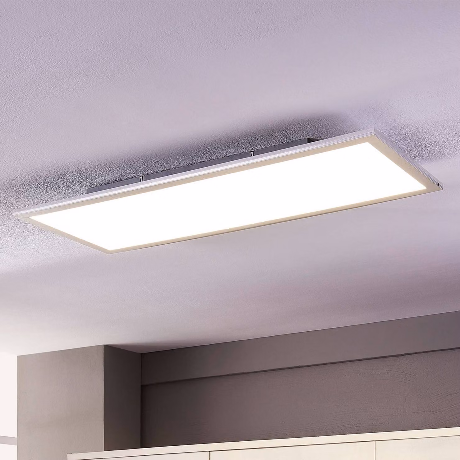 Pannello LED Lindby Livel, set di 2, 4.000 K, 80 x 30 cm, argento Livel, Bianco / Opale, Cucina, Plastica, Moderno, Pannello LED