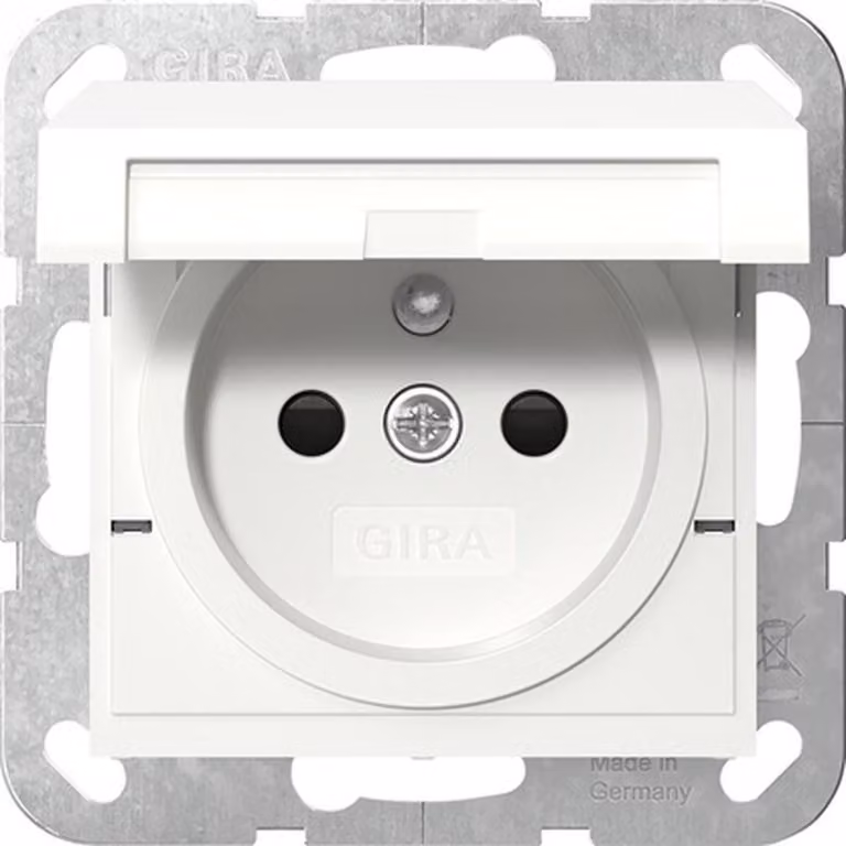 Presa Gira con polo di terra KD + SP Sistema 55 Bianco puro m 448827