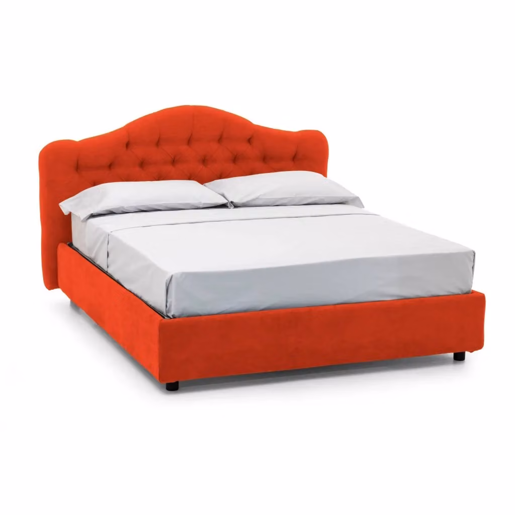 Letto Matrimoniale Alfer DMORA con Materasso Incluso, Struttura Imbottita in Tessuto e Metallo, Arancione e Nero, L/P: 160 x 200 cm – 2