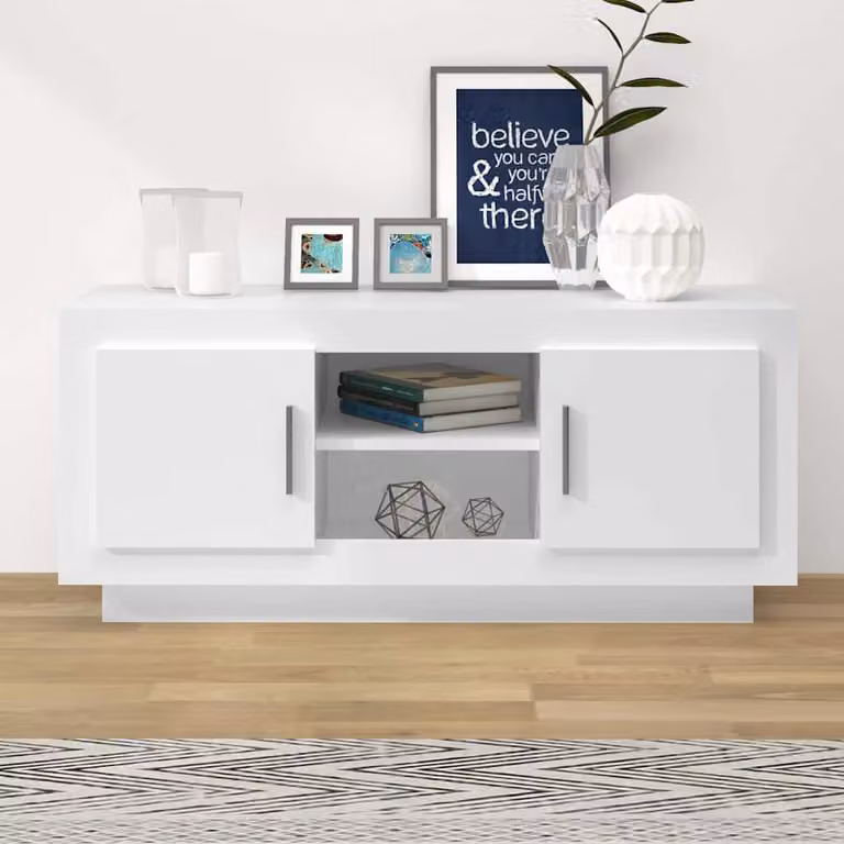 vidaXL Mobile Porta TV Bianco in Legno Multistrato con Stile Rustico L: 102 cm, P: 35 cm, H: 45 cm