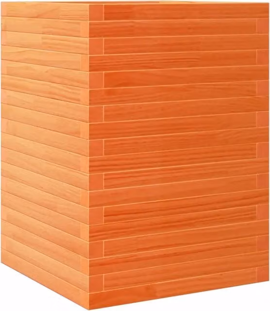 Fioriera in legno massello di pino marrone e arancione per giardino ornamentale o orto, L/P/H: 50 x 50 x 68,5 cm