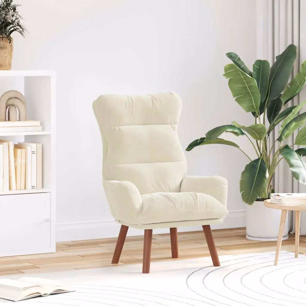 Poltrona relax moderna vidaXL in velluto beige con braccioli L/P/H: 69 x 74 x 93 cm