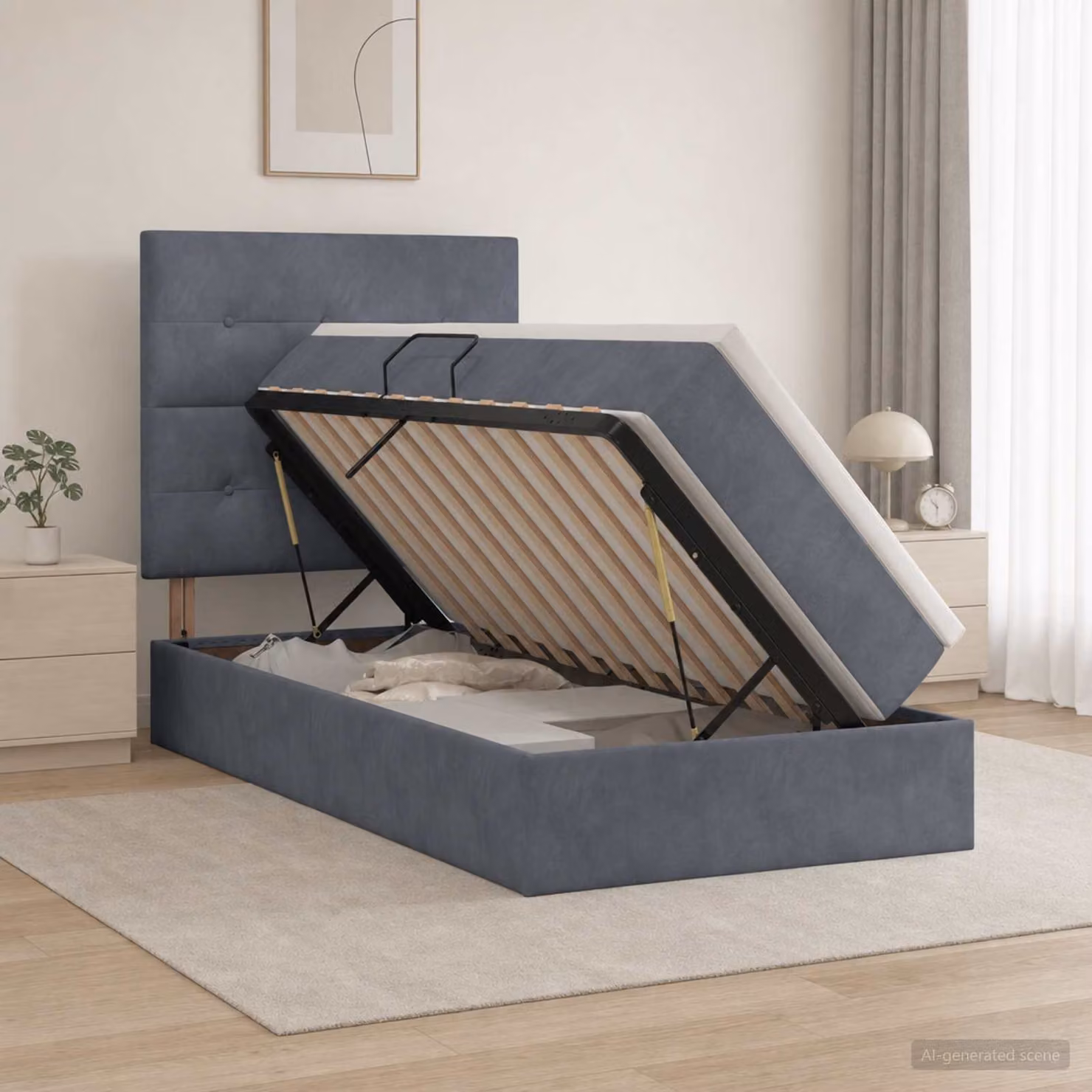 Letto con contenitore e materasso vidaXL Grigio, L/P/H: 90 x 190 x 128 cm