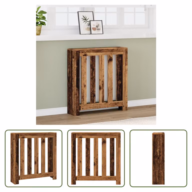The Living Store Rivestimento per radiatori effetto legno antico 78x20x82 cm materiale a base di legno