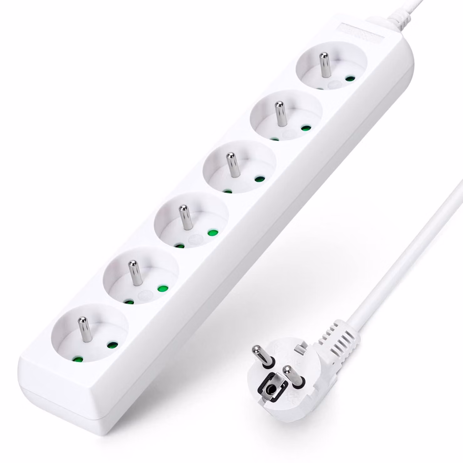 Ciabatta multipresa con 6 prese, 16 A, cavo da 3 metri, colore bianco