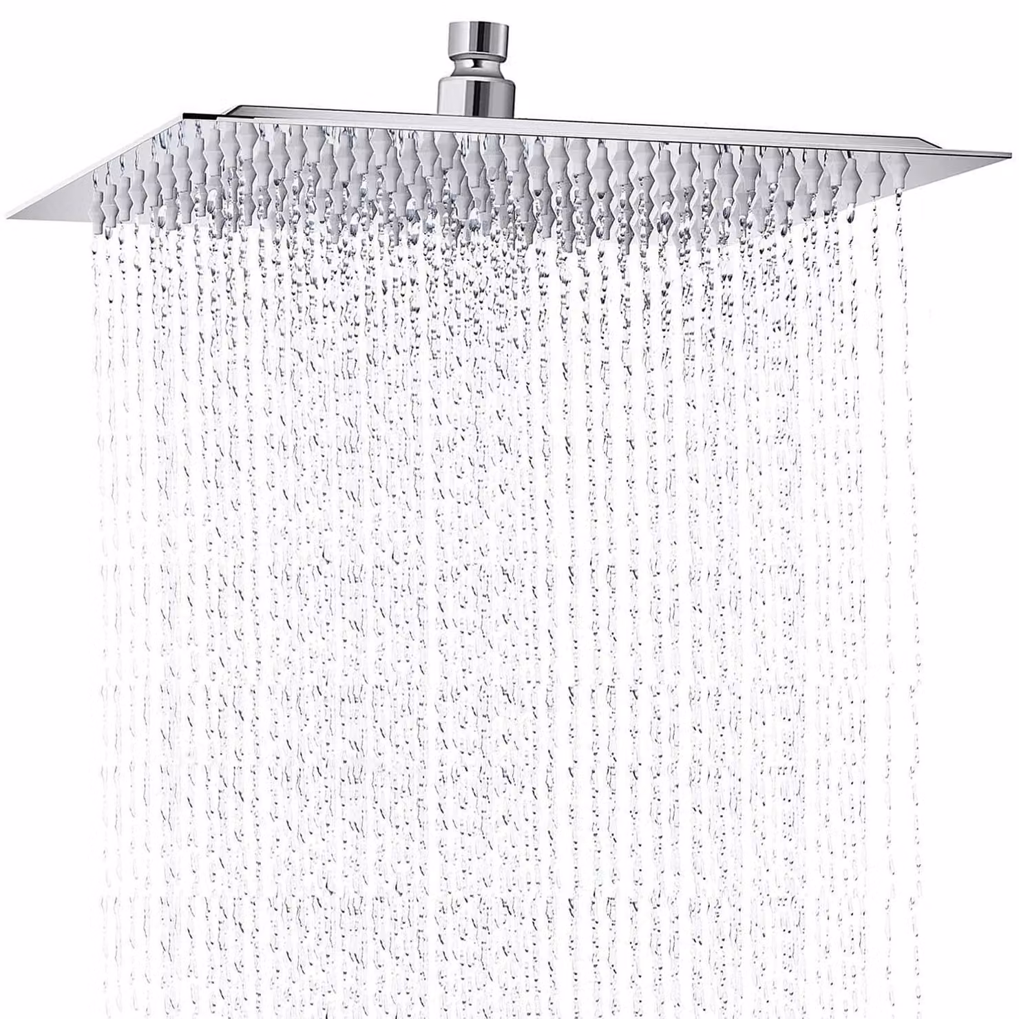 Doccia a pioggia quadrata, 20x20 cm, acciaio inossidabile 304, a risparmio idrico, con 100 ugelli anticalcare, finitura cromata