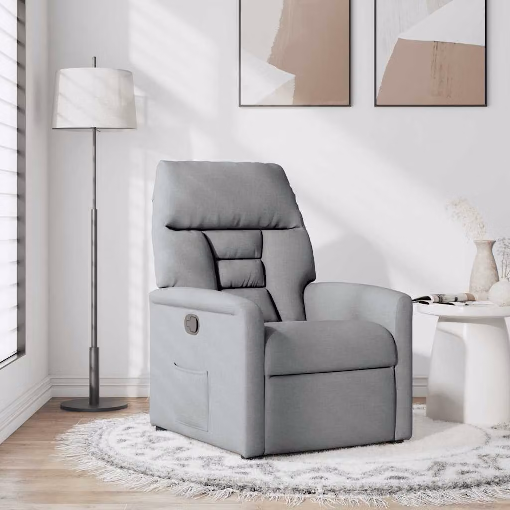 vidaXL Poltrona Reclinabile in Tessuto Grigio Chiaro