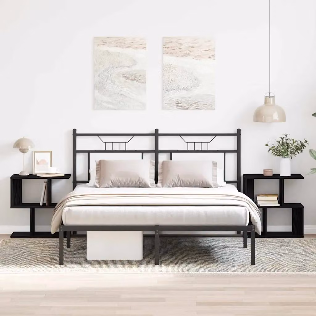 Set di 2 Armadi da Notte vidaXL in MDF Rovere Nero, L 50 cm x P 30 cm x H 51,5 cm