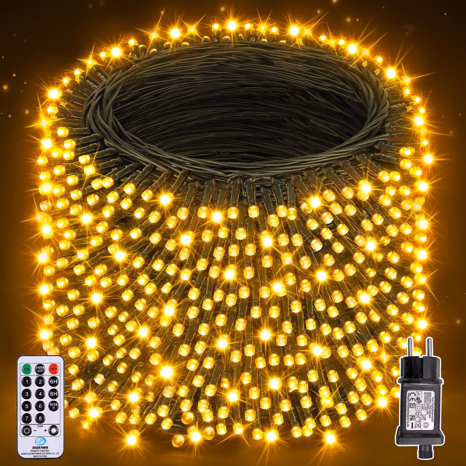 Catena luminosa a LED, 800 luci bianco caldo, 8 modalità, con telecomando, grado di protezione IP44, lunghezza 80 metri