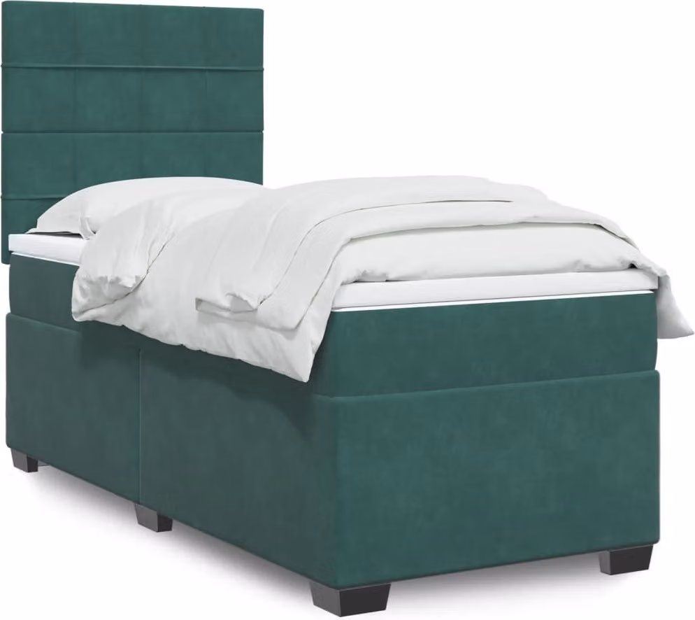 Maison Exclusive - Letto boxspring con materasso verde scuro 100x200 cm velluto