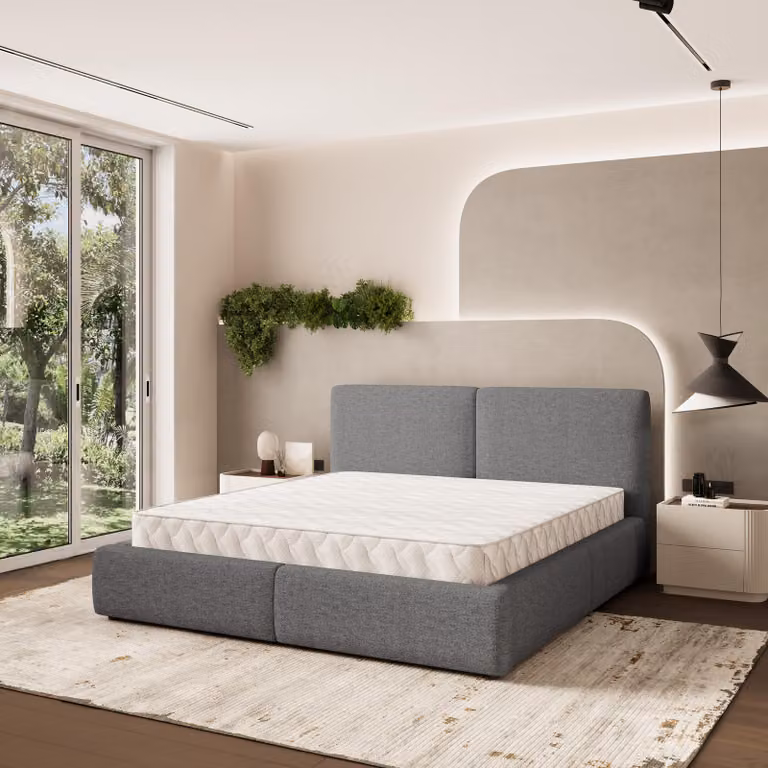 Letto imbottito Masseno FELURO NV 120x200 cm, letto imbottito con cassetti - Grigio, NEVE 90