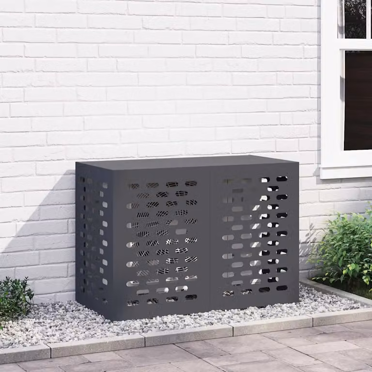 Copertura per condizionatore d'aria vidaXL in acciaio zincato, colore Antracite, L 100 x P 50 x H 70 cm