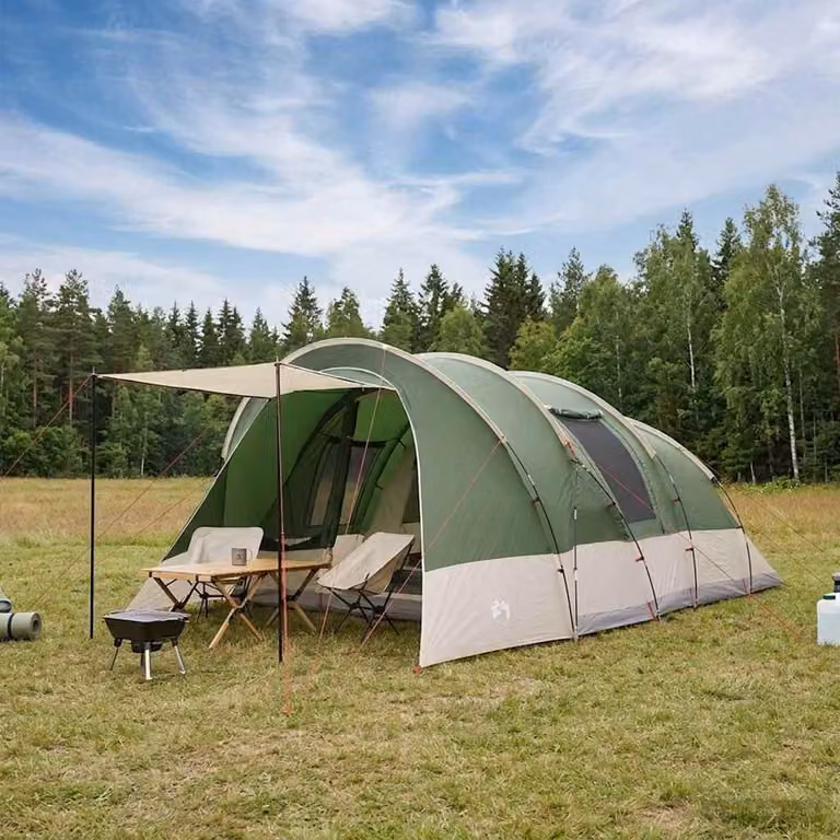 Tenda a tunnel vidaXL in poliestere, colore verde, L: 560 cm, P: 395 cm, H: 212 cm