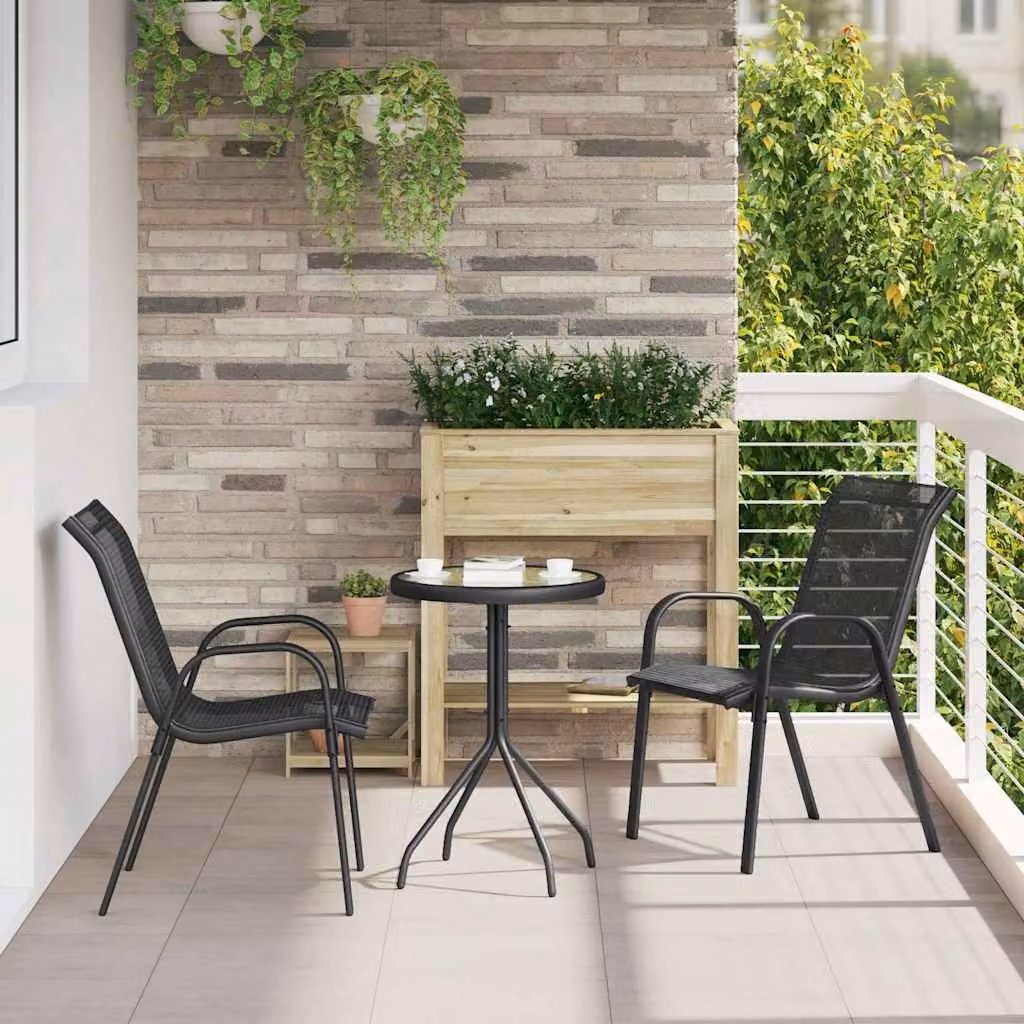 Set di 2 sedie da giardino impilabili vidaXL in tessuto textilene e acciaio nero