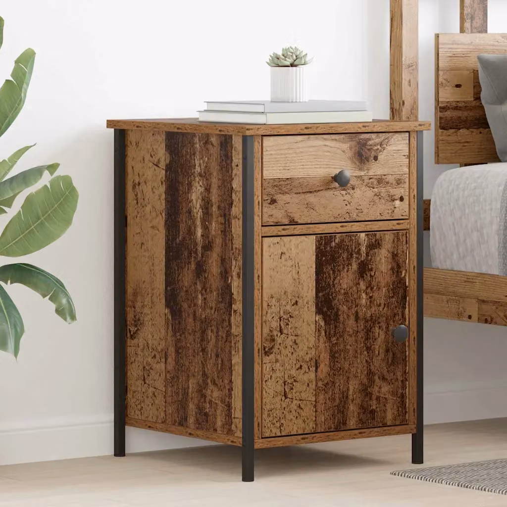Set di 2 Armadi da Notte vidaXL in Legno Vecchio Marrone Moderno L 40 cm x P 42 cm x H 60 cm