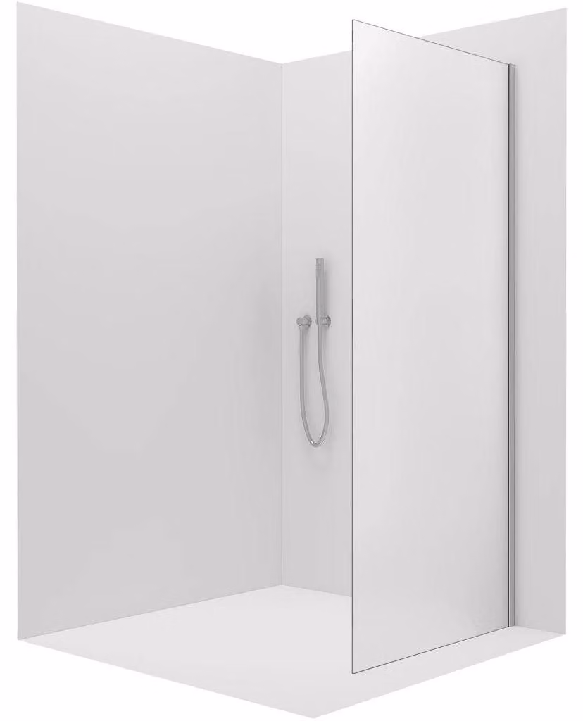 CERANO - Parete laterale Santoro - sinistra - 6 mm - cromo, vetro smerigliato - 90x195 cm - monoblocco