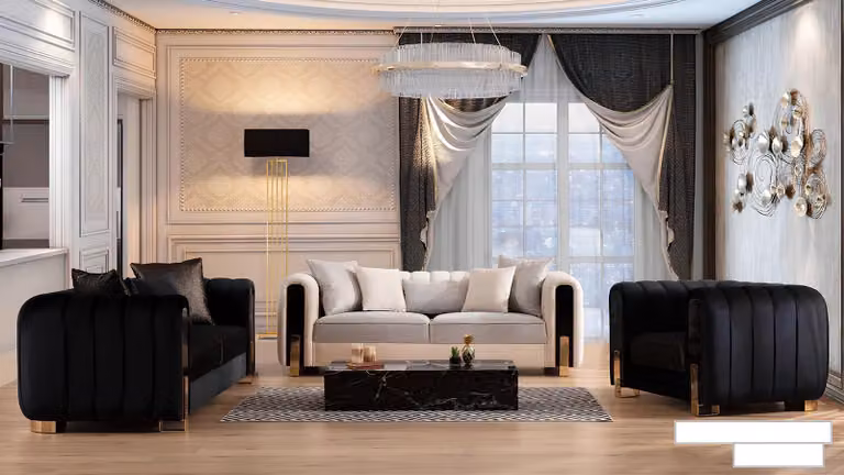 Luxus Garnitur Set Sofagarnitur 3+3+1 Sitzer Sofa Sofas Sessel Stoff 3tlg. Sets