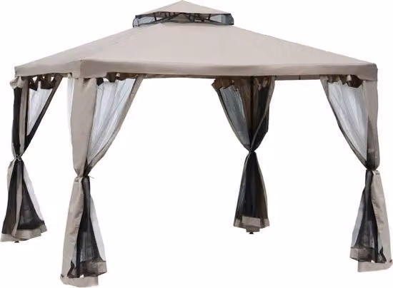 Pavilione da Giardino - Tenda per Feste - 4 Portali - Resistente al Tempo - Grigio Scuro - 3 x 3 x 2,6 m