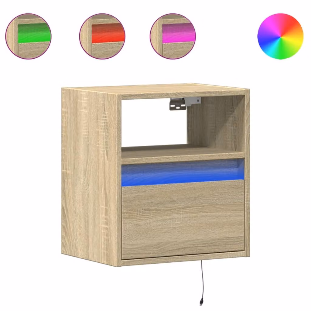 Mobili TV a Parete con Luci LED 2pz Rovere Sonoma 41x31x45 cm