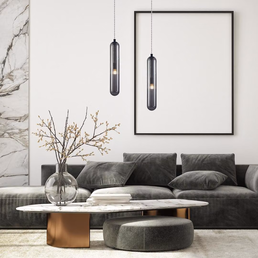 Lampada a sospensione PAX nera 1xG9x9W in vetro, dimensioni: 148x8x8 cm, IP20, Milagro