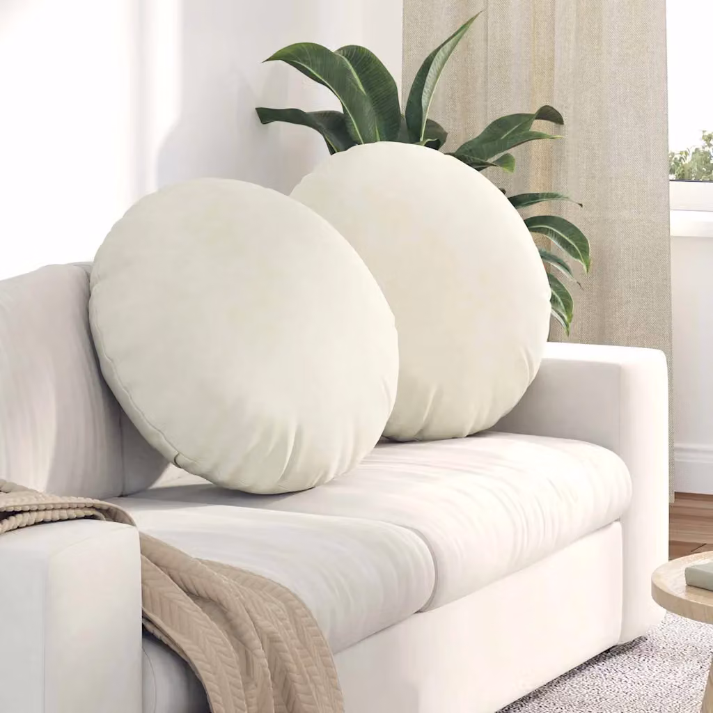 Set di 2 cuscini per seduta rotondi vidaXL in velluto color beige, Ø 60 cm x 21 cm