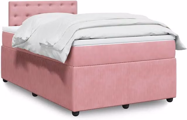 Giroletto a Molle con Materasso Rosa 120x190 cm in Velluto 3290003