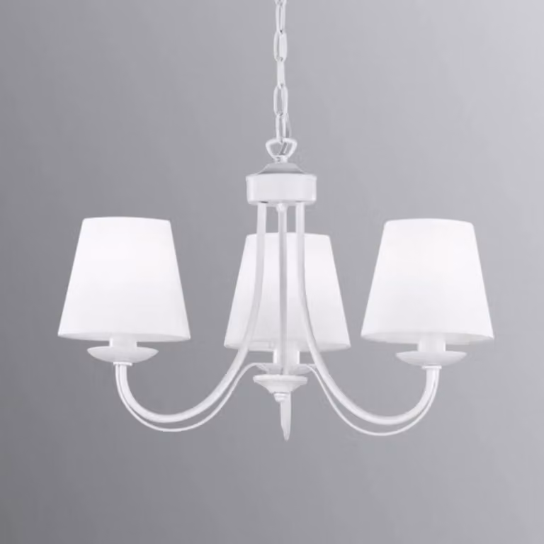 Trio Lighting Lampadario a soffitto Cortez, dimmerabile, Bianco / Opale, Soggiorno / Sala da pranzo, Metallo, Lampadario
