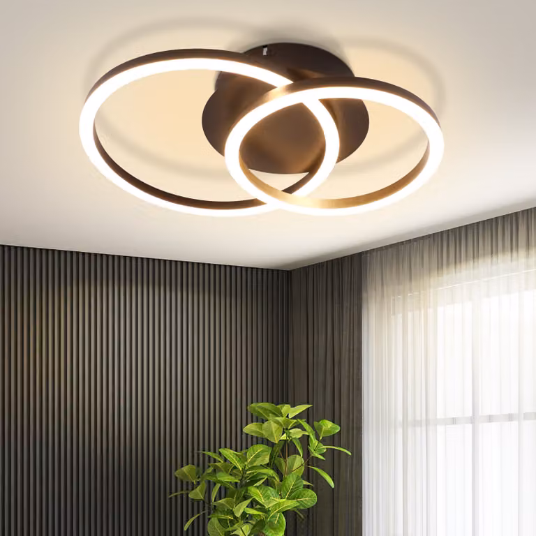 ZMH LED Lampada da soffitto Lampada da soffitto nera 2 anelli Design moderno rotondo Lampada da soggiorno 24W 3000K Bianco caldo Lampada da camera da letto Lampada da cucina ruotabile per soggiorno camera da letto cucina