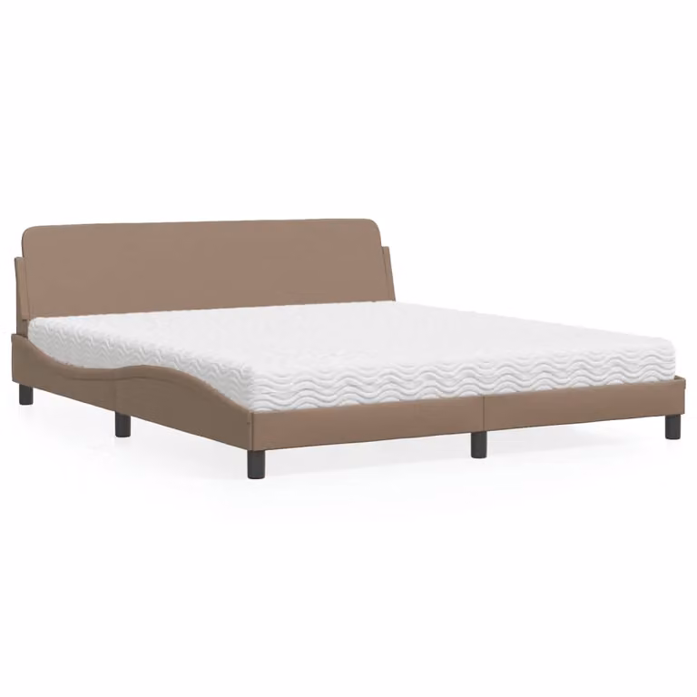 Letto con Materasso Dover vidaXL in Similpelle Cappuccino L/P: 180 x 200 cm
