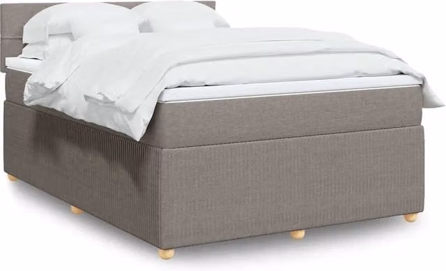 Letto con Giroletto a Molle e Materasso Ibrido vidaXL in Tessuto Beige e Grigio L/P: 160 x 200 cm