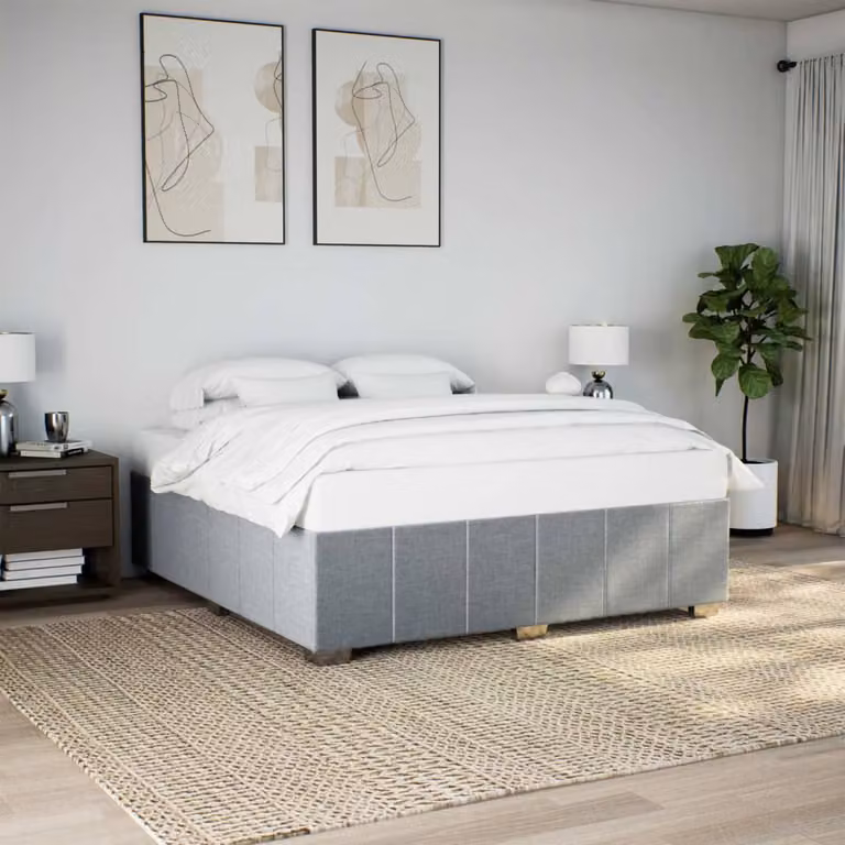 vidaXL Giroletto senza Materasso in Tessuto Grigio con Listelli in Legno L: 180 cm, P: 200 cm
