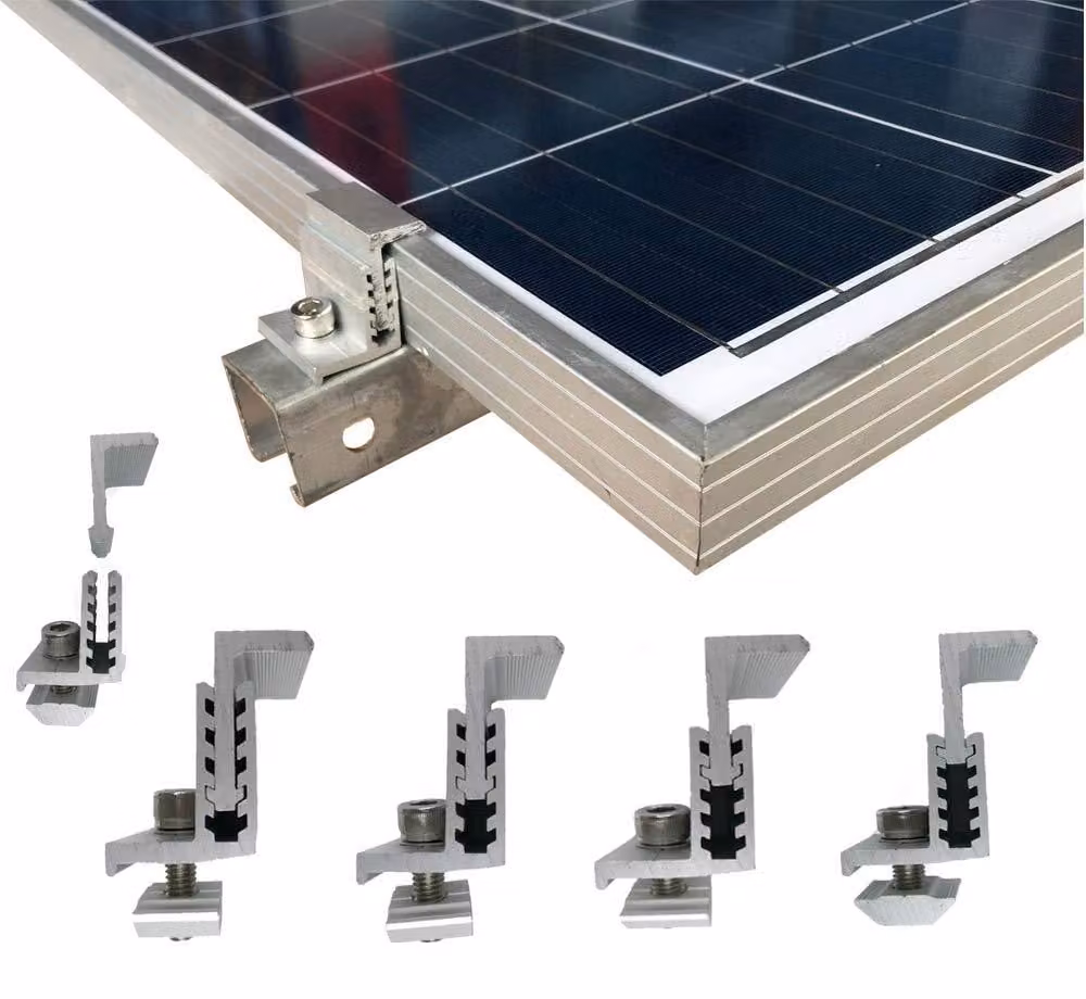 Kit di 4 supporti regolabili per pannelli solari, modello Z, da 3,51 a 5 cm, in alluminio