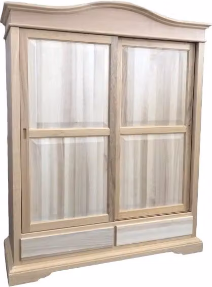 Armadio con 2 ante scorrevoli e 2 cassetti in legno di pino grezzo Mobili 2G L/P/H: 180 x 67 x 225 cm – 1