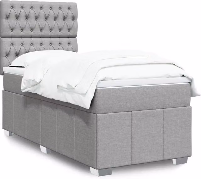 Giroletto a Molle con Materasso Grigio Chiaro100x200 cm Tessuto 3291586